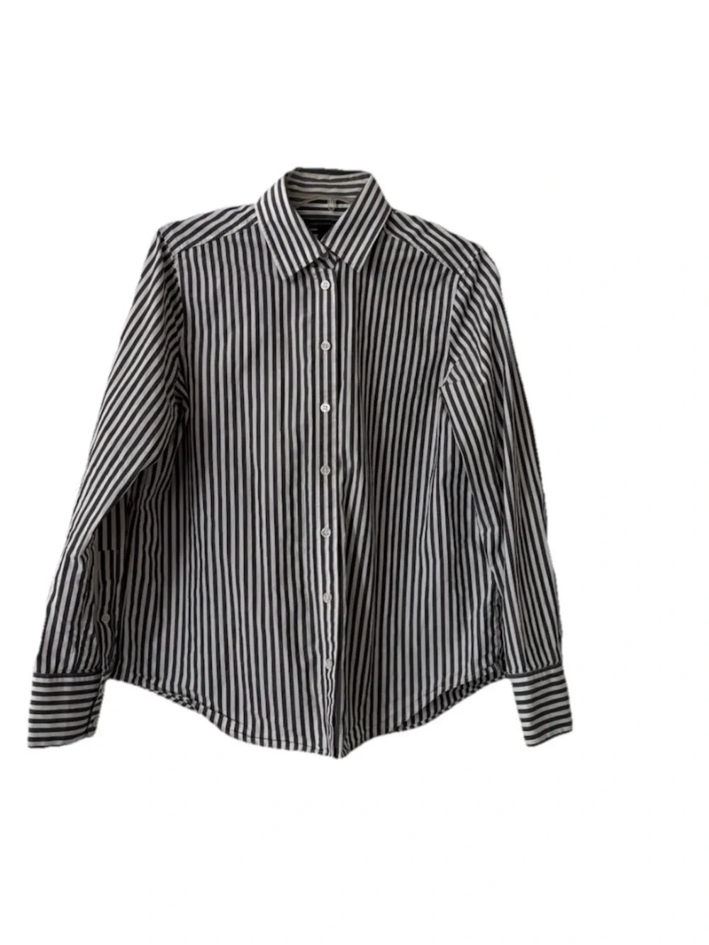 Banana Republic Gray & White Striped Long-Sleeve Dress Shirt